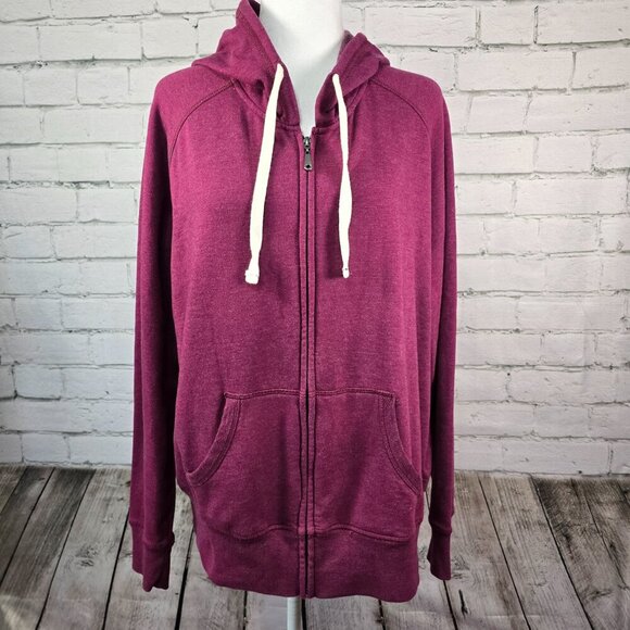 WOMENS EDDIE BAUER FRONT ZIP HOODIE PLUM COLOR SIZE XL EUC - Picture 1 of 7